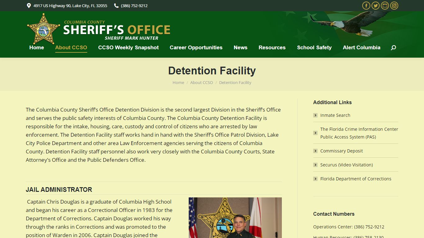 Detention Facility – Columbia County, FL – Sheriff's Office